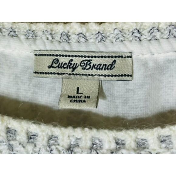 Lucky Brand Women's Metallic Silver Chevron Layered Tunic Sweater Large - Picture 6 of 9